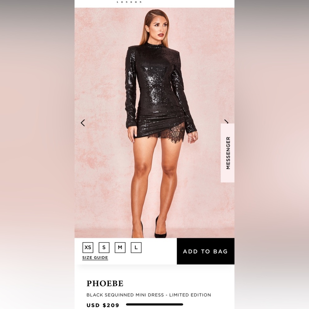 House of CB Sequin Black Dress size S
